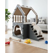 Feyza Design 3xl Köpek Evi Antrasit-Beyaz 3mm Mdf Küçük Irklar Için 91X84X58 cm