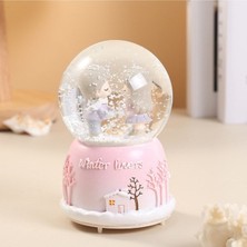PremiumPort Pembe Tatlı Sevgililer Temalı Işıklı Müzikli Püskürtmeli Kar Küresi