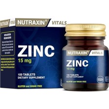 Nutraxin Vitals Zinc 15 Mg 100 Tablet Takviye Edici Gıda - Dezenfektan Hediyeli (%72 Alkol)
