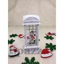 PremiumPort Yılbaşı Temalı Kardan Adam Tasarımlı Sulu Simli Işıklı Küre