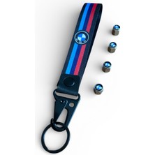 Bmw Logo Bez Anahtarlık ve 4 Adet Metal Bmw Logo Sibop Kapak Takım