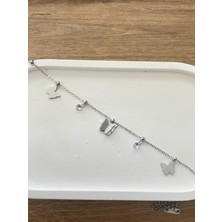 Sernura Aksesuar Gümüş Renk Çelik  Kelebekli Halhal