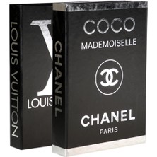 2'li Coco & Lv Siyah Gümüş Dekoratif Kitap Kutu