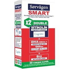 Sorvagen Smart Double Sitikolin (250 Mg), Dha Omega 3 ve B12 (30 Kapsül) - Dezenfektan Hediyeli (%72 Alkol)