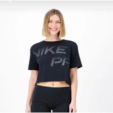 Nike Pro Dri-Fit Graphics Cropped Training Short-Sleeve Bol Kalıp Siyah Kadın T-Shirt FQ4985-010