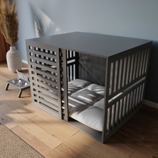 Feyza Design El Yapımı Modern Büyük Köpek Kulübesi ve Mama Kabı Seti