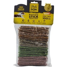 Feyza Design Renkli Deri Munchy Çubuk Ince Boy 100'LÜ Paket, Lezzetli ve Çeşitli