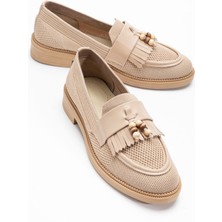 Anse Loafer Triko Kadın Ayakkabı Püskül Detaylı