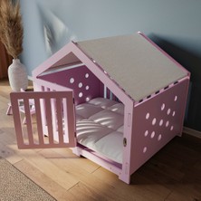 Feyza Design El Yapımı Orta Boy Köpek Kulübesi ve Hediye Mama Kabı, Kovboy Model