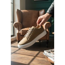 Enoch Hakiki Deri Lazer Kesim Detaylı Günlük Erkek Sneaker Comfort Taban