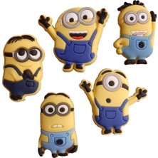 PremiumPort Renkli Minion Temalı 5'li Terlik Süsü ve Tokası Seti