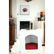 Feyza Design Ahşap Köpek Kulübesi Beyaz Renk, Dayanaklı ve Şık Tasarım