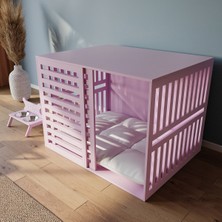 Feyza Design Modern Orta Boy Ahşap Sürgülü Köpek Kulübesi ve Hediye Mama Kabı