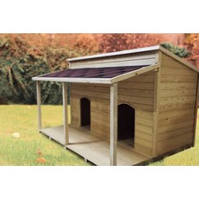 Feyza Design Ahşap Köpek Kulübesi, Çift Kabin, 100X100X75 Cm, Orta Boy
