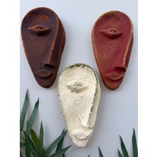 Mes Reves Design Özel Tasarım El Yapımı Heykel Soyut Yarım Ay Yüz Maske 3'lü Set, Duvar Dekor, Ev-Ofis Dekor