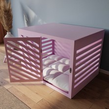 Feyza Design Modern Orta Boy Ahşap Köpek Kulübesi ve Hediye Mama Kabı Seti