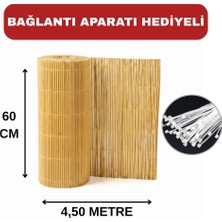 AYGHOME 60 cm x 4.5 Metre Hasır Çit - Özel Misina Örgü ve Pratik Montaj Aparatlı Tam Takım - Balkon Bahçe Rüzgarlık