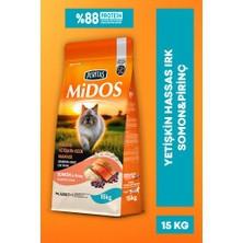 Midos Somon ve Pirinçli Yetişkin Kedi Maması Sensitive 15KG