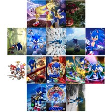 PremiumPort Renkli ve Eğlenceli 16'lı Kirpi Sonic Poster Duvar Kağıdı Seti