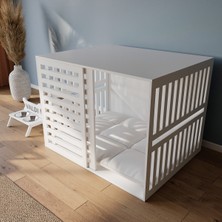 Feyza Design El Yapımı Orta Boy Ahşap Köpek Kulübesi ve Mama Kabı Seti