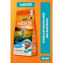 Midos Balık ve Pirinçli Kısırlaştırılmış Yetişkin Kedi Maması 15KG