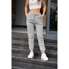 Influyente Eydamoon Kadın Açık Füme Yüksek Bel 3 Iplik Lastikli Paça (Puf Kumaş)