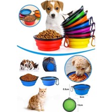Feyza Design Katlanabilir Yeşil Silikon Kedi Köpek Mama ve Su Kabı, Seyahat Için Uygun