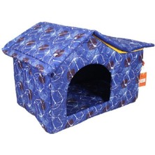 Feyza Design Mavi Küp Dış Mekan Çatılı Kedi ve Köpek Evi