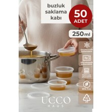 Ucco 50 Adet 250 ml Sızdırmaz Kapaklı Sosluk Buzluk Saklama Kabı, Et Suyu, Kemik Suyu Mutfak Organizeri