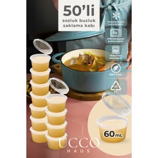 Ucco 50 Adet 60 ml Sızdırmaz Kapaklı Sosluk Buzluk Saklama Kabı, Et Suyu, Kemik Suyu Mutfak Organizeri