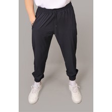 Eydamoon Erkek Lacivert Paraşüt Kumaş Regular Fit Paça Lastikli Cep Fermuarlı Eşofman Altı
