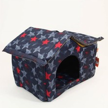 Feyza Design Yıldız Desenli Çatılı Kedi ve Köpek Evi, Dış Mekan Için Şık Tasarım