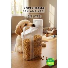 Feyza Design 2300ML Köpek Maması Saklama Kabı, Beyaz, Sızdırmaz, Çift Contalı, Geniş Hazne