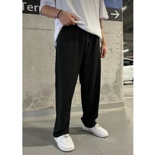 Eydamoon Erkek Siyah Rahat Kesim Baggy Kalıp 4 Mevsim Eşofman Altı