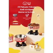 Feyza Design 2'li Pabuçlu Kedi ve Köpek Mama ve Su Kabı Seti