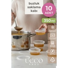 Ucco 10 Adet 350 ml Sızdırmaz Kapaklı Sosluk Buzluk Saklama Kabı, Et Suyu, Kemik Suyu Mutfak Organizeri