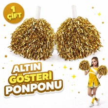 Alfa Life Marketing 1 Çift Altın Renk Okul Gösteri Ponponları Ekstra Dolgun