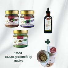 Sade+ Aronyalı+ Keçiboynuzlu Kabak Çekirdeği Ezmesi+ Kabak Çekirdeği Yağı+ Hediye 120GR Iç