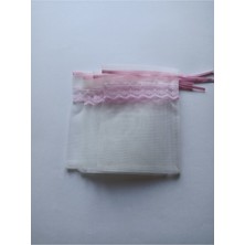 PremiumPort 10/14 Adet Pembe Dantelli Tül Çerezlik Kese Seti