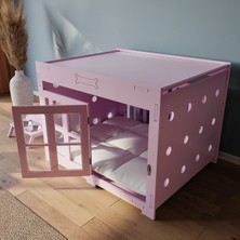 Feyza Design El Yapımı Küçük Ahşap Köpek Kulübesi ve Mama Kabı Seti