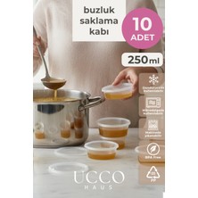 Ucco 10 Adet 250 ml Sızdırmaz Kapaklı Sosluk Buzluk Saklama Kabı, Et Suyu, Kemik Suyu Mutfak Organizeri