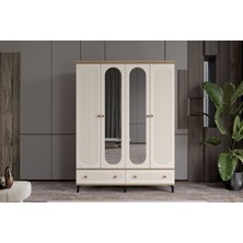 Doressa Cast Walnut 4 Kapılı Aynalı Gardırop