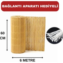 AYGHOME 60X600 cm Misina Dokuma Doğal Hasır Çit + Profesyonel Bağlantı Aparatı Hediyeli - 6 Metre Dev Boy Balkon Gölgelik