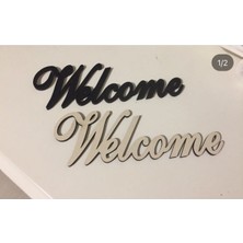 PremiumPort 15 cm Siyah ve Krem Ahşap Hoşgeldiniz Yazısı Dekorasyon Parçası