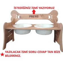 Feyza Design Seramik Kademeli Köpek Mama ve Su Kabı Standı, 2X1000 Ml, Özel Isimli
