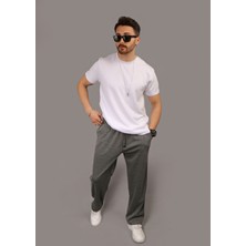 Eydamoon Erkek Füme Baggy Tarz Pique Kumaş Bol Paça Cep Detaylı Eşofman Altı