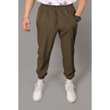 Eydamoon Erkek Haki Baggy Tarz Paraşüt Kumaş Paça Lastikli Eşofman Altı