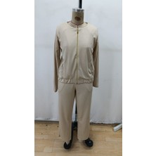 Eccey Butik Kadın Uzun Kollu Önden Fermuarlı Modal Ceket ve Pantolon Ikili Takım