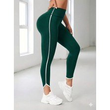 Eccey Butik Kadın Yüksek Bel Yan Şerit Detaylı Dalgıç Tayt