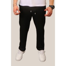 Eydamoon Erkek Siyah Baggy Kesim Bol Paça 2 Iplik Cepli Eşofman Altı